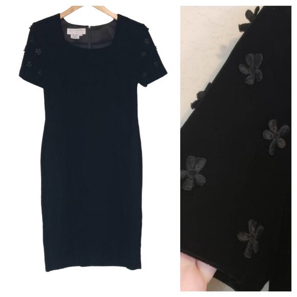 Maggy London Kenneth Nolan Vintage 90s Black Goth Dress Dark Romantic Womens 8 - Picture 1 of 11